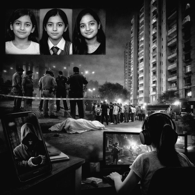 गाजियाबाद-मोबाइल गेम की लत, 3 बहनें 9वीं मंजिल से कूदीं