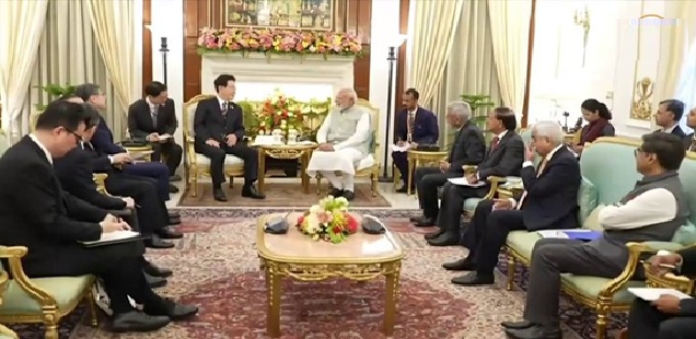 दक्षिण कोरिया के राष्ट्रपति ली जे म्युंग का भारत दौरे,  हैदराबाद हाउस में  PM मोदी से आज हुई अहम मुलाकात, मेगा डील तय