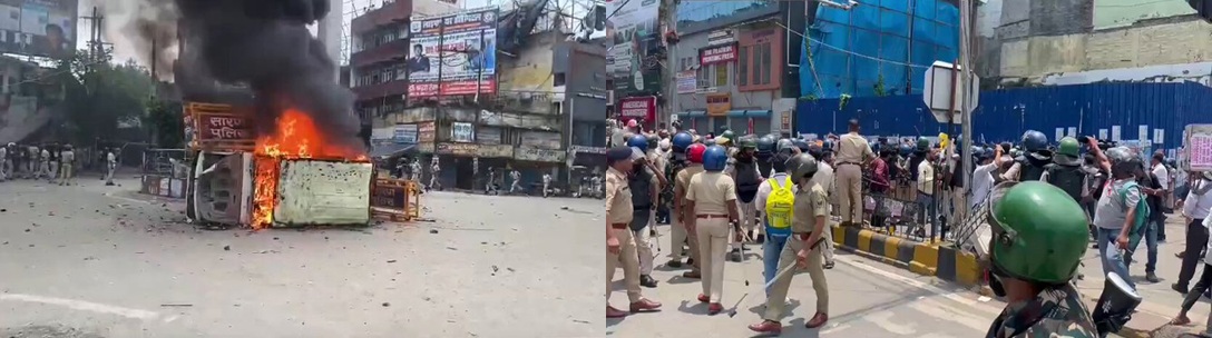 बिहार बंद में  प्रदर्शन उग्र , पटना से सीवान तक पत्थरबाजी-लाठीचार्ज, आंसू गैस ,हवाई फायरिंग…………..